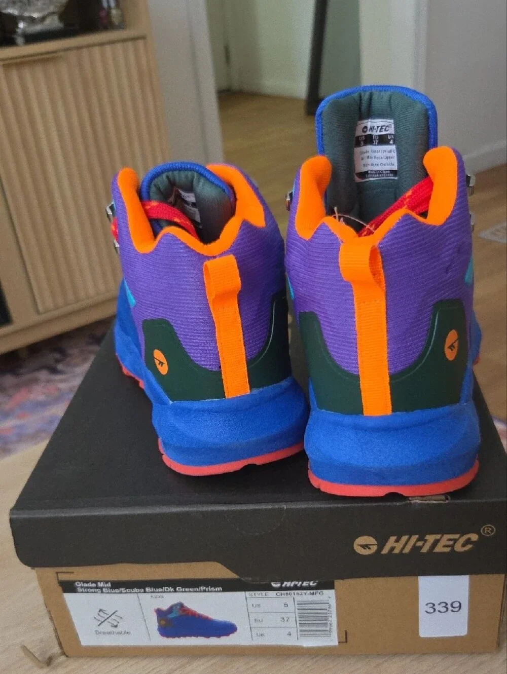 Hi-Tec Kids Glade Mid Boot in Strong Blue, Purple & Dark Green So Kool
